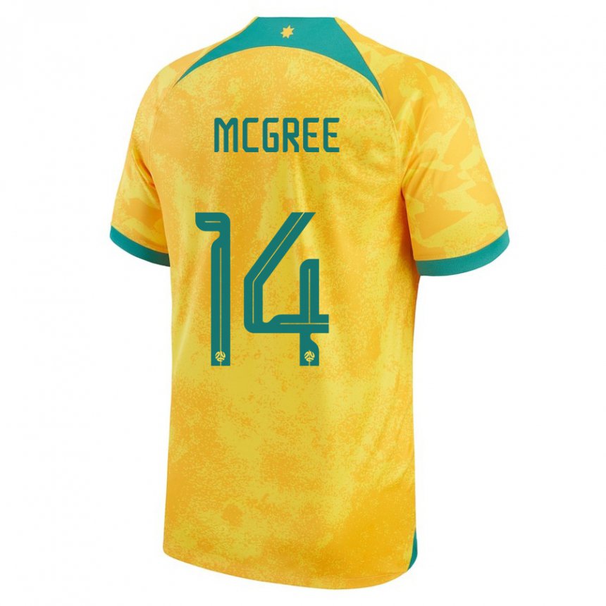 Niño Camiseta Australia Riley Mcgree #14 Dorado 1ª Equipación 22-24 La Camisa Argentina