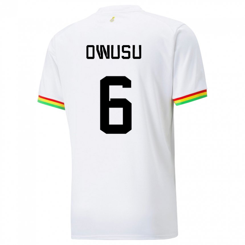 Niño Camiseta Ghana Elisha Owusu #6 Blanco 1ª Equipación 22-24 La Camisa Argentina