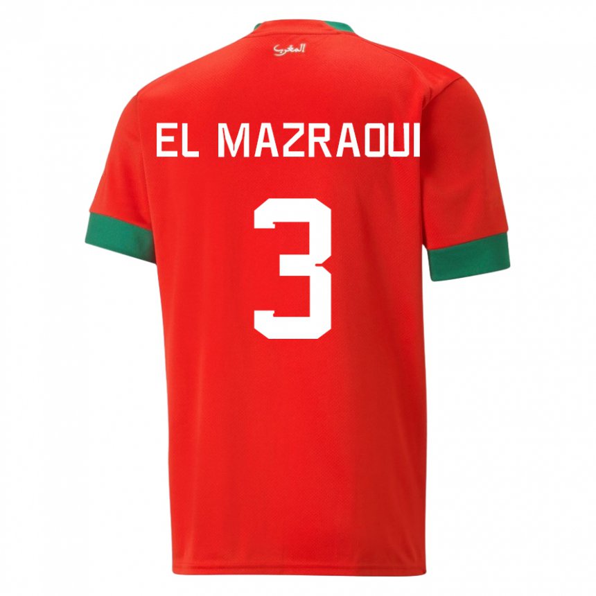 Niño Camiseta Marruecos Noussair El Mazraoui #3 Rojo 1ª Equipación 22-24 La Camisa Argentina