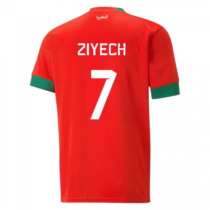 Niño Camiseta Marruecos Hakim Ziyech #7 Rojo 1ª Equipación 22-24 La Camisa Argentina