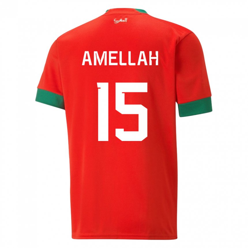 Niño Camiseta Marruecos Selim Amellah #15 Rojo 1ª Equipación 22-24 La Camisa Argentina