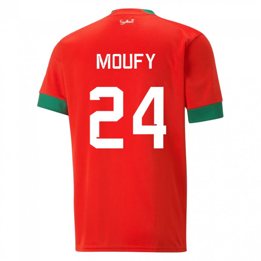 Niño Camiseta Marruecos Fahd Moufy #24 Rojo 1ª Equipación 22-24 La Camisa Argentina