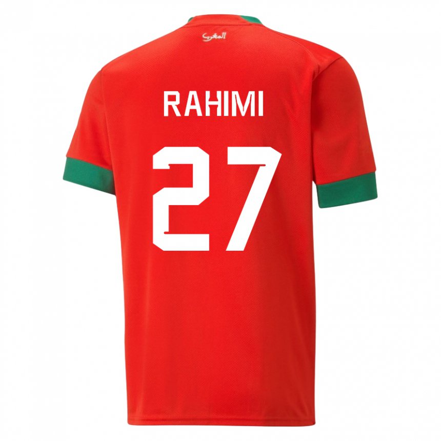 Niño Camiseta Marruecos Soufiane Rahimi #27 Rojo 1ª Equipación 22-24 La Camisa Argentina