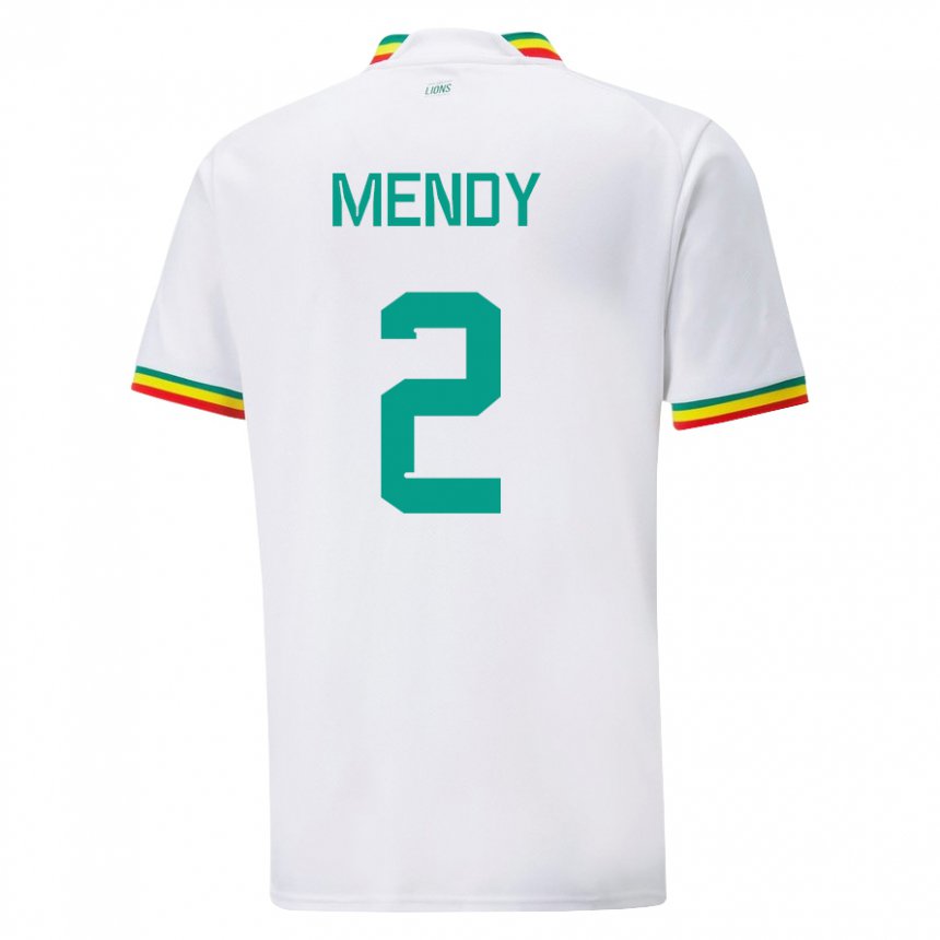 Niño Camiseta Senegal Formose Mendy #2 Blanco 1ª Equipación 22-24 La Camisa Argentina