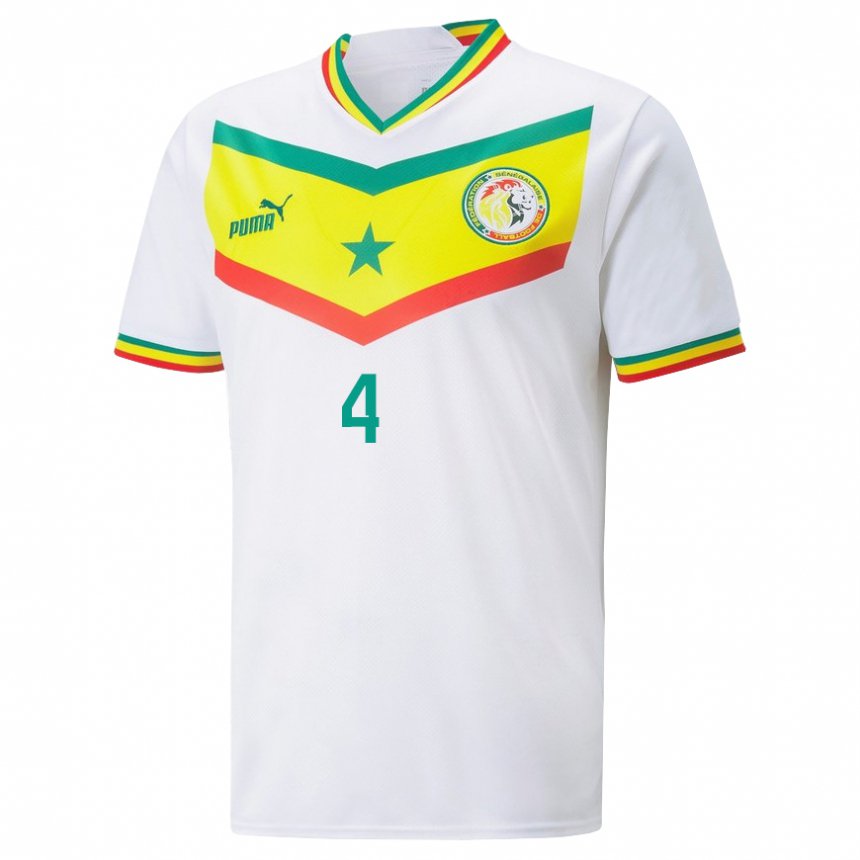 Niño Camiseta Senegal Pape Abou Cisse #4 Blanco 1ª Equipación 22-24 La Camisa Argentina