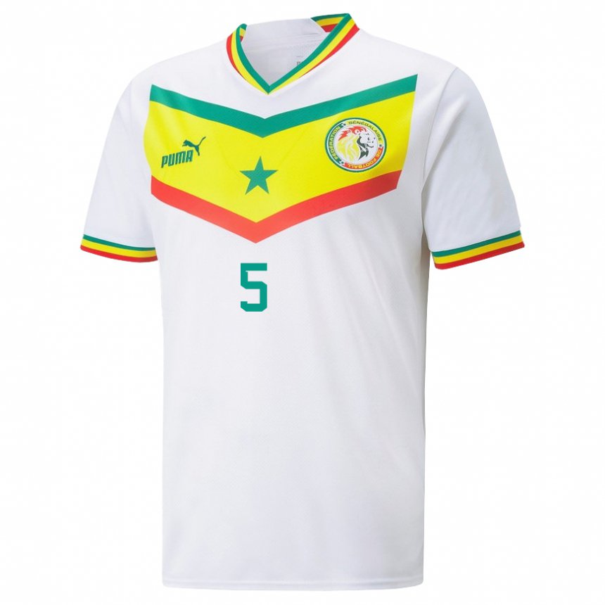 Niño Camiseta Senegal Idrissa Gueye #5 Blanco 1ª Equipación 22-24 La Camisa Argentina