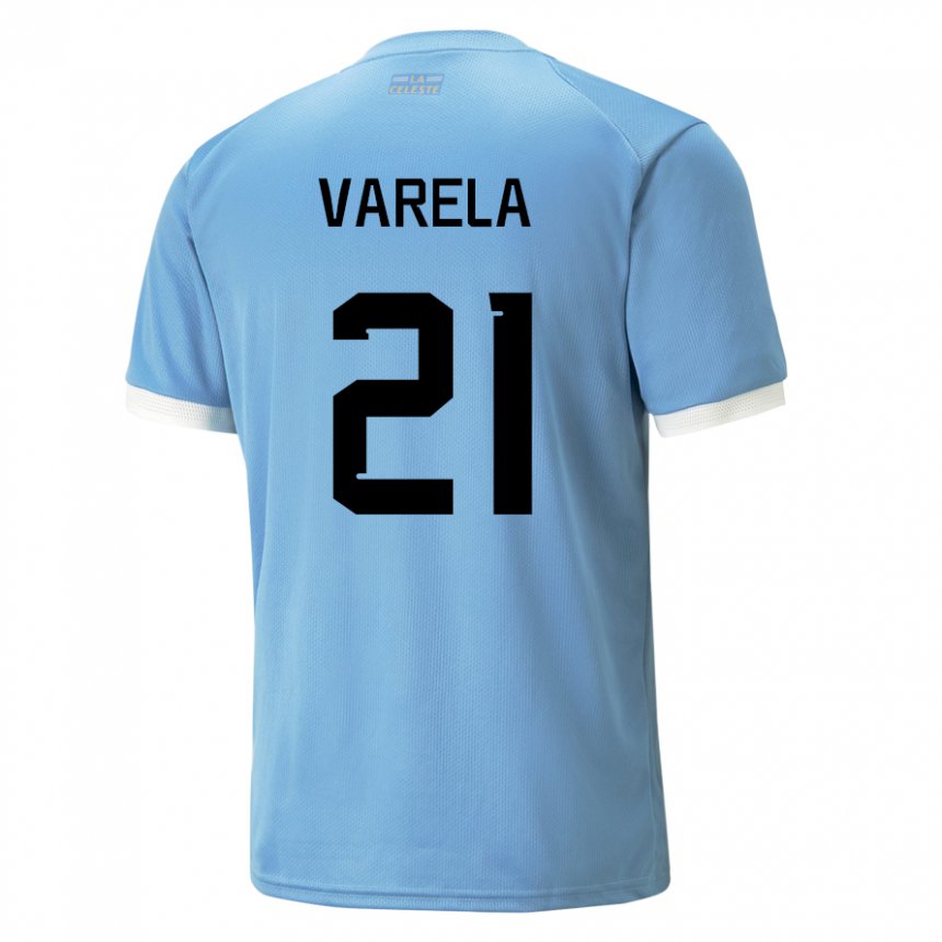 Niño Camiseta Uruguay Gullermo Varela #21 Azul 1ª Equipación 22-24 La Camisa Argentina