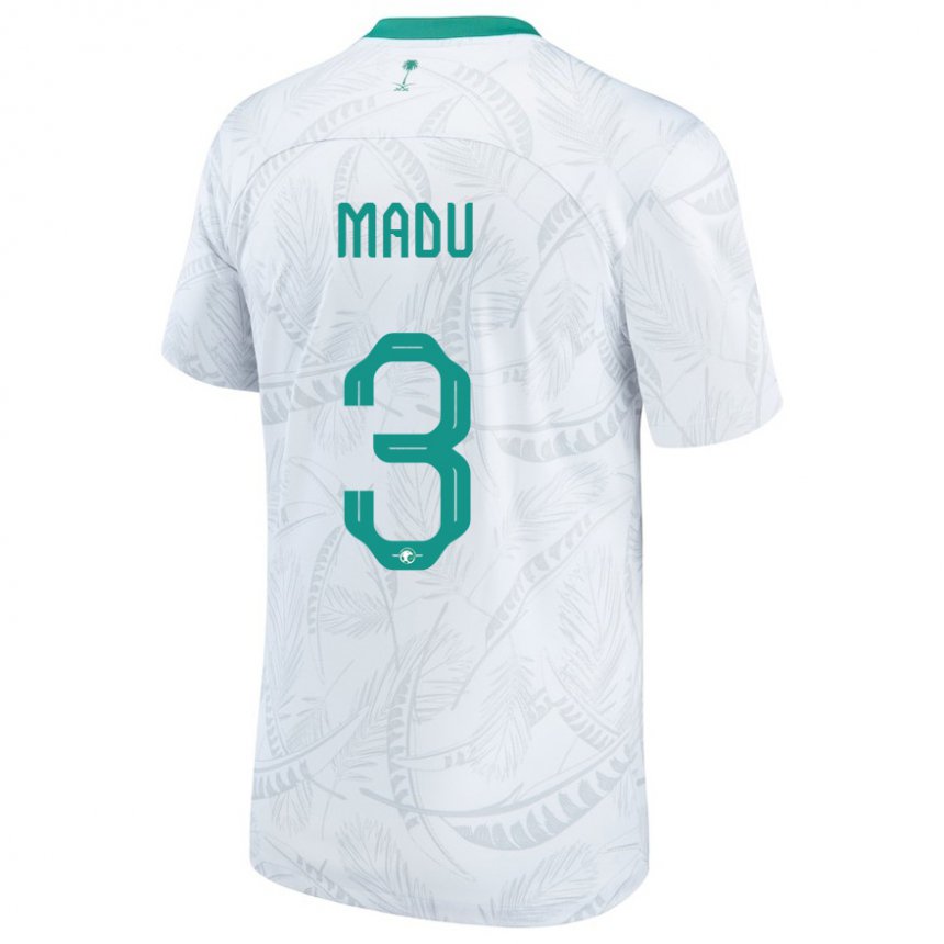 Niño Camiseta Arabia Saudita Abdullah Madu #3 Blanco 1ª Equipación 22-24 La Camisa Argentina