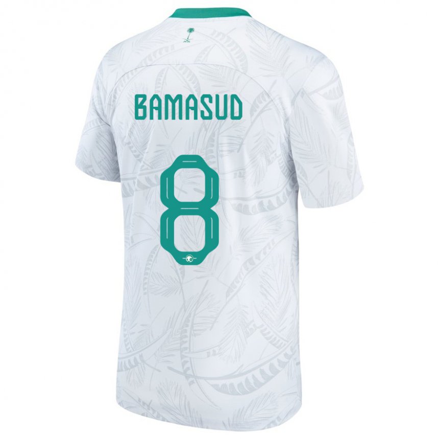 Niño Camiseta Arabia Saudita Ahmed Bamasud #8 Blanco 1ª Equipación 22-24 La Camisa Argentina