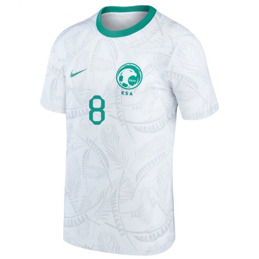 Niño Camiseta Arabia Saudita Ahmed Bamasud #8 Blanco 1ª Equipación 22-24 La Camisa Argentina