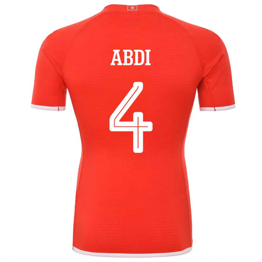 Niño Camiseta Túnez Ali Abdi #4 Rojo 1ª Equipación 22-24 La Camisa Argentina