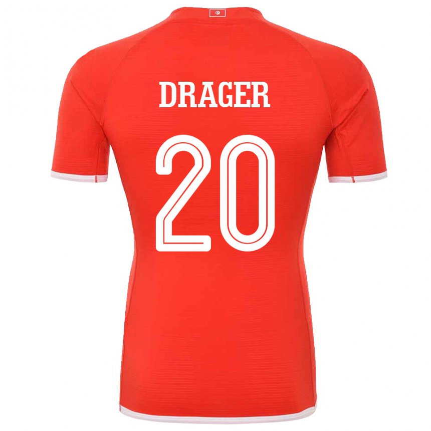 Niño Camiseta Túnez Mohamed Drager #20 Rojo 1ª Equipación 22-24 La Camisa Argentina