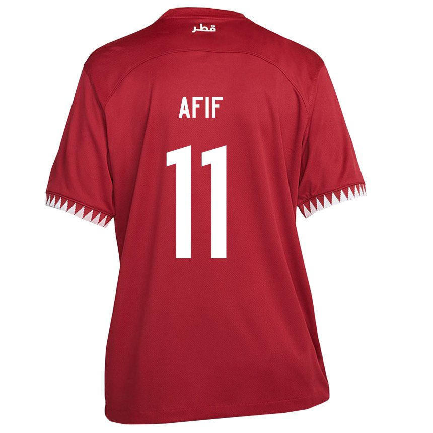 Niño Camiseta Catar Akram Afif #11 Granate 1ª Equipación 22-24 La Camisa Argentina