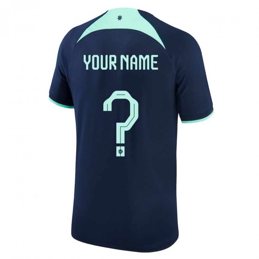 Niño Camiseta Australia Su Nombre #0 Azul Oscuro 2ª Equipación 22-24 La Camisa Argentina