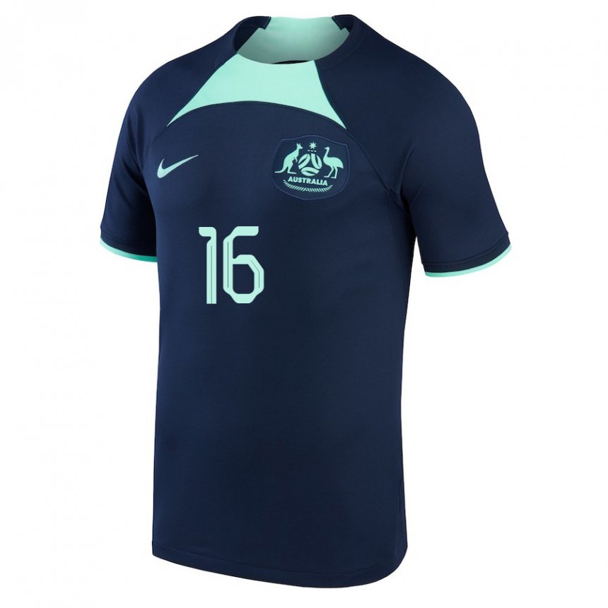 Niño Camiseta Australia Aziz Behich #16 Azul Oscuro 2ª Equipación 22-24 La Camisa Argentina