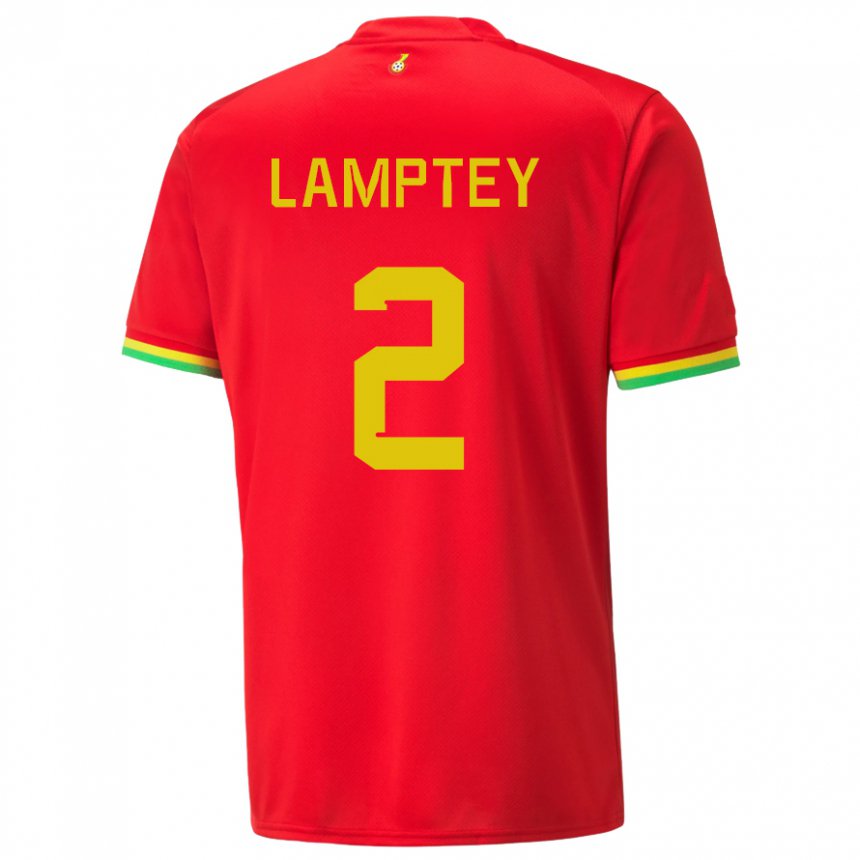 Niño Camiseta Ghana Tariq Lamptey #2 Rojo 2ª Equipación 22-24 La Camisa Argentina
