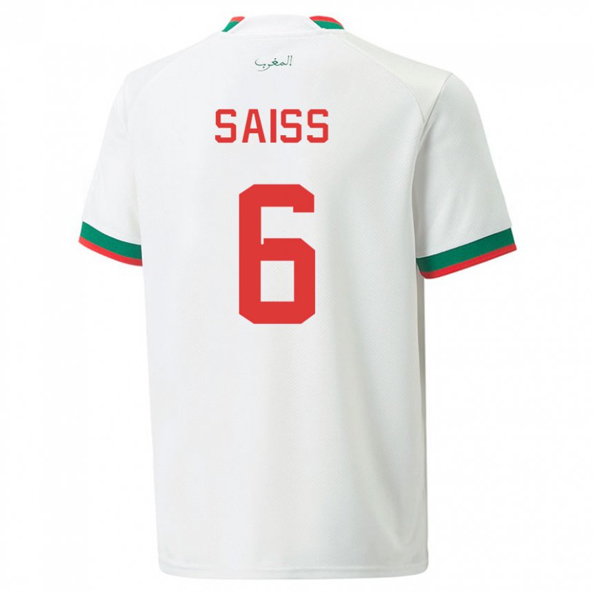 Niño Camiseta Marruecos Romain Saiss #6 Blanco 2ª Equipación 22-24 La Camisa Argentina