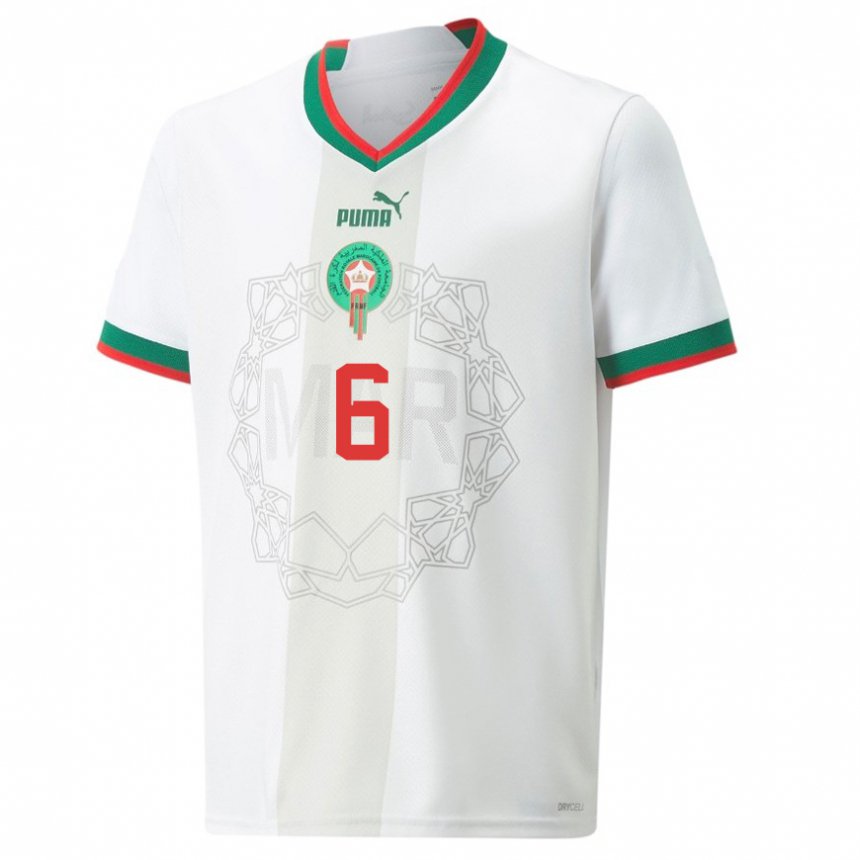 Niño Camiseta Marruecos Romain Saiss #6 Blanco 2ª Equipación 22-24 La Camisa Argentina