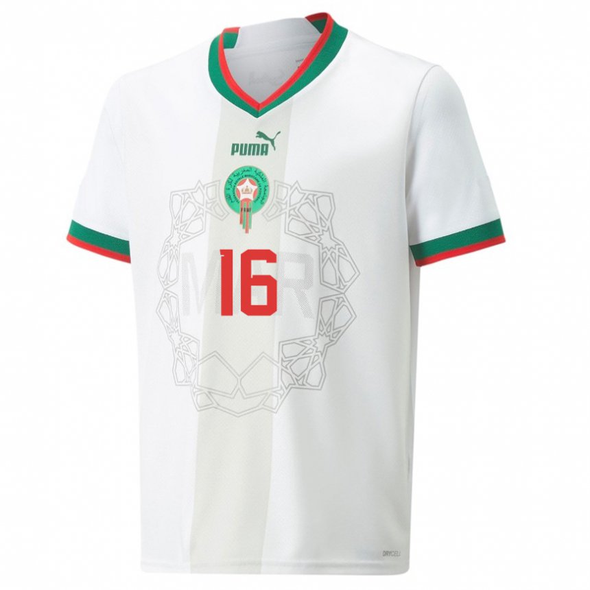 Niño Camiseta Marruecos Abdessamad Zelzouli #16 Blanco 2ª Equipación 22-24 La Camisa Argentina