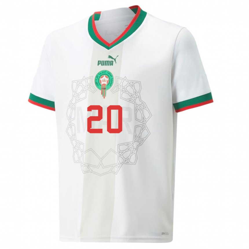 Niño Camiseta Marruecos Achraf Dari #20 Blanco 2ª Equipación 22-24 La Camisa Argentina