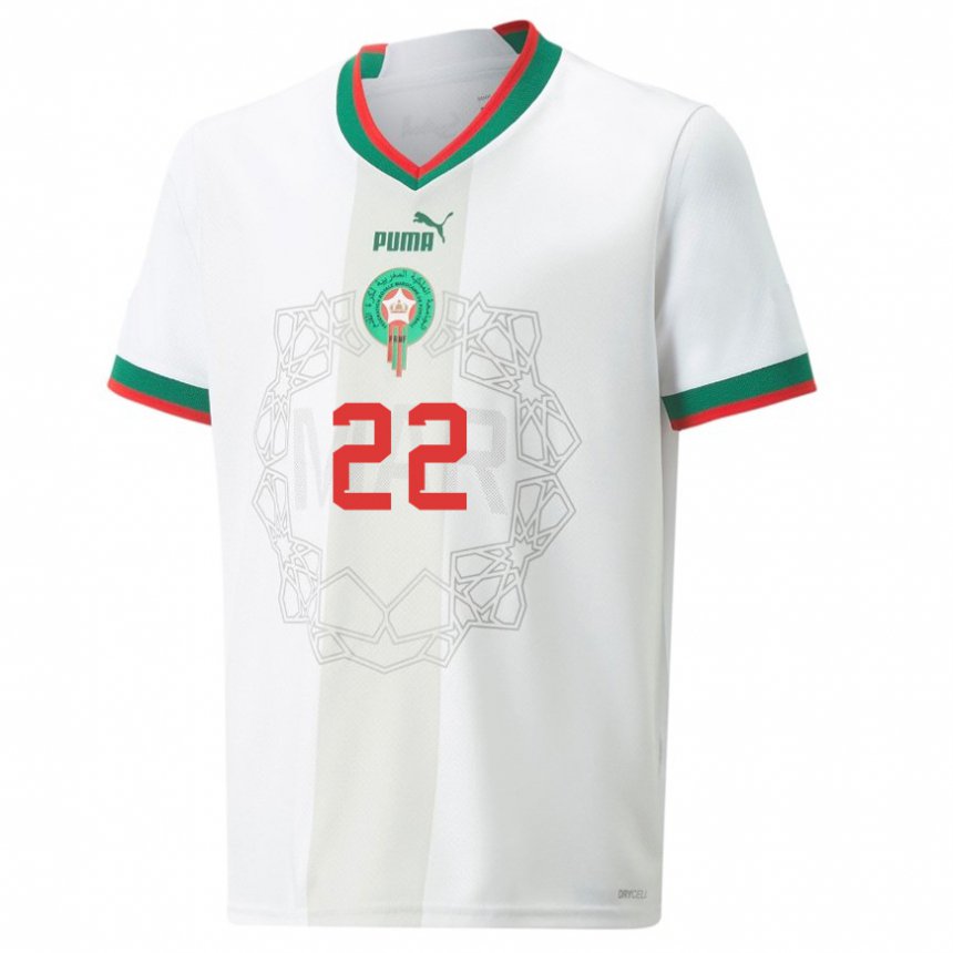 Niño Camiseta Marruecos Anas Zniti #22 Blanco 2ª Equipación 22-24 La Camisa Argentina