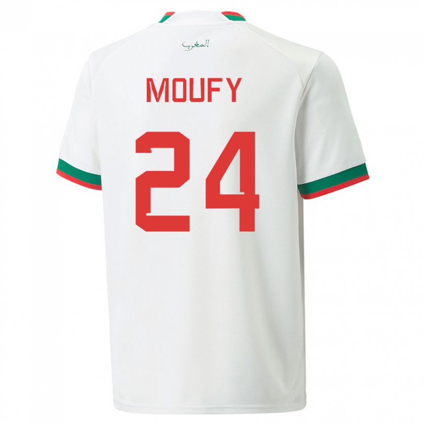 Niño Camiseta Marruecos Fahd Moufy #24 Blanco 2ª Equipación 22-24 La Camisa Argentina