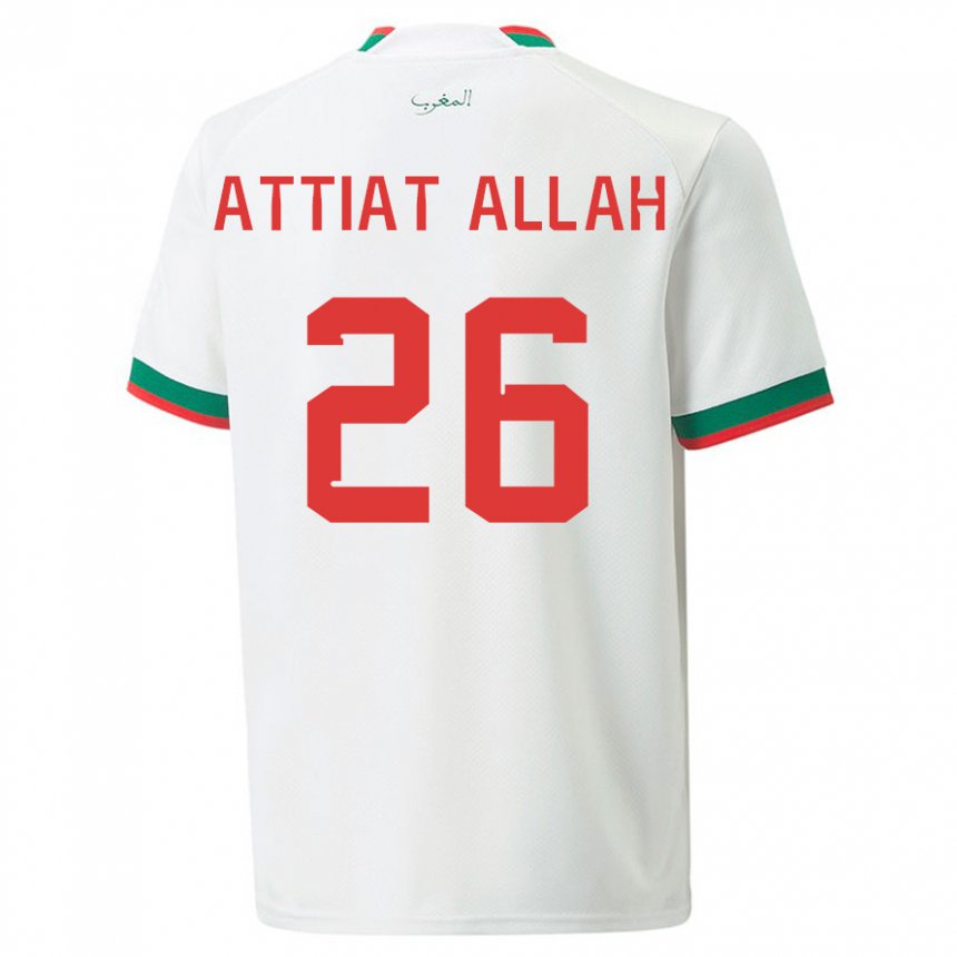 Niño Camiseta Marruecos Yahia Attiat-allah #26 Blanco 2ª Equipación 22-24 La Camisa Argentina