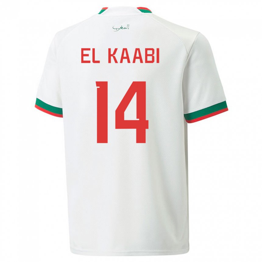 Niño Camiseta Marruecos Ayoub El Kaabi #14 Blanco 2ª Equipación 22-24 La Camisa Argentina