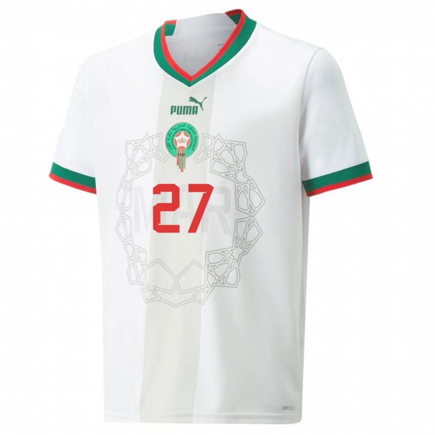 Niño Camiseta Marruecos Soufiane Rahimi #27 Blanco 2ª Equipación 22-24 La Camisa Argentina