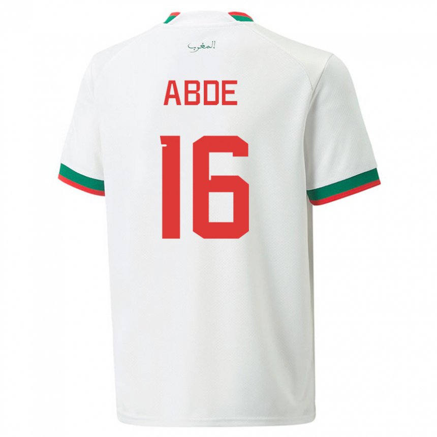 Niño Camiseta Marruecos Ez Abde #16 Blanco 2ª Equipación 22-24 La Camisa Argentina