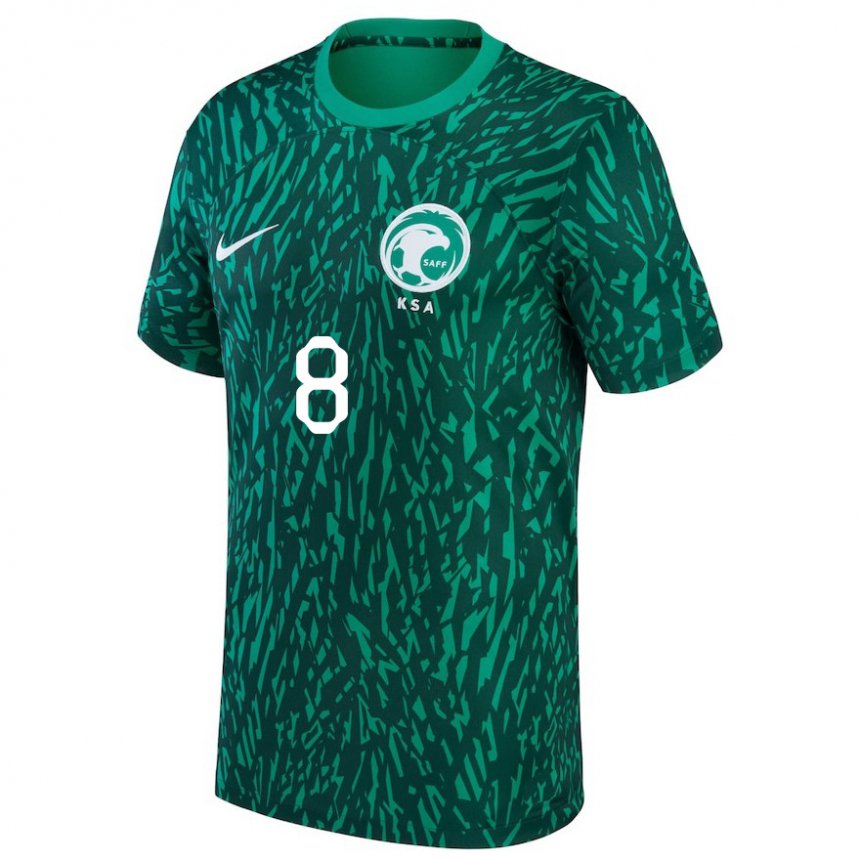 Niño Camiseta Arabia Saudita Ahmed Bamasud #8 Verde Oscuro 2ª Equipación 22-24 La Camisa Argentina