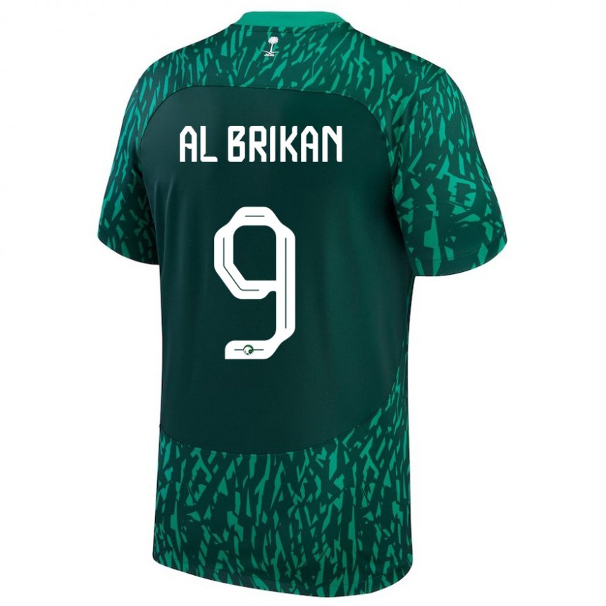 Niño Camiseta Arabia Saudita Feras Al Brikan #9 Verde Oscuro 2ª Equipación 22-24 La Camisa Argentina