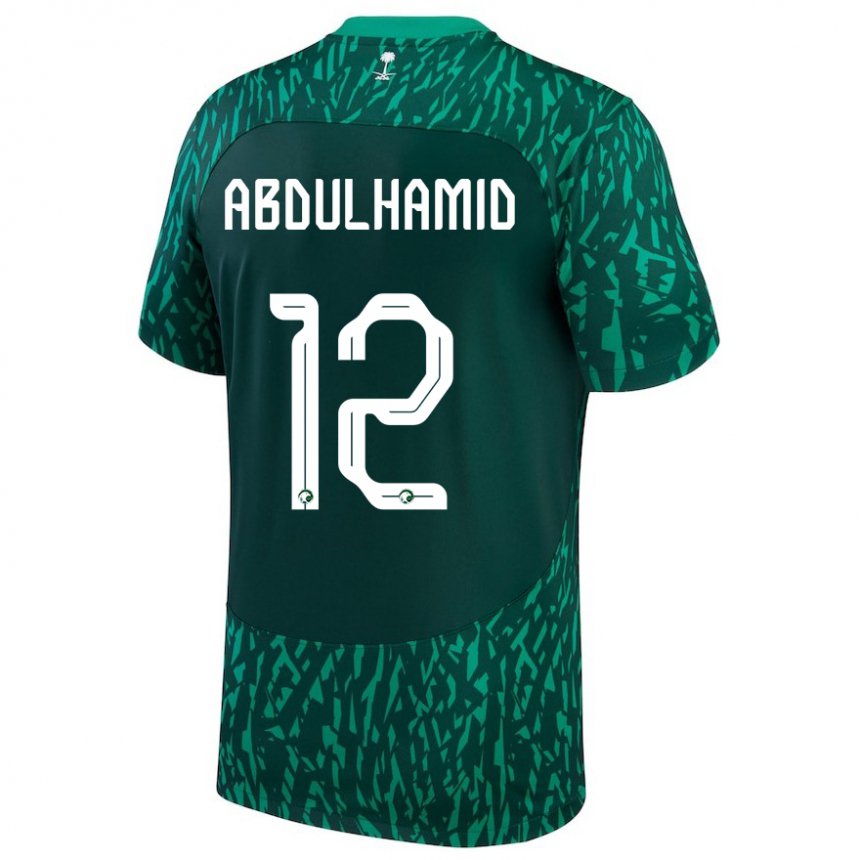 Niño Camiseta Arabia Saudita Saud Abdulhamid #12 Verde Oscuro 2ª Equipación 22-24 La Camisa Argentina