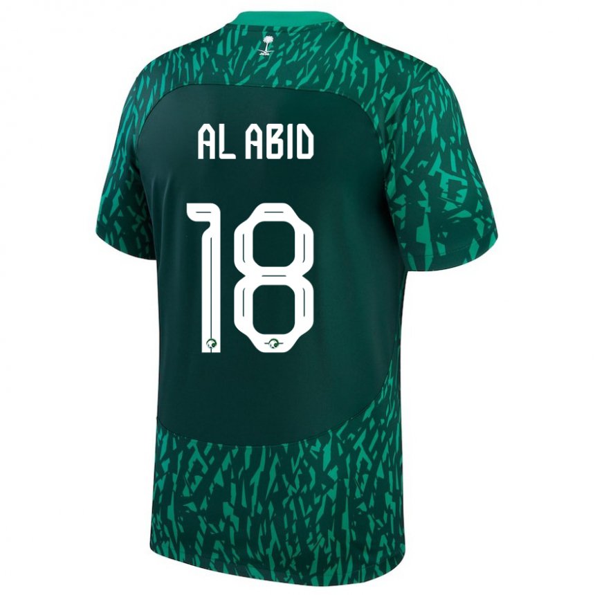 Niño Camiseta Arabia Saudita Nawaf Al Abid #18 Verde Oscuro 2ª Equipación 22-24 La Camisa Argentina
