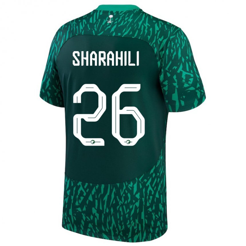 Niño Camiseta Arabia Saudita Riyadh Sharahili #26 Verde Oscuro 2ª Equipación 22-24 La Camisa Argentina