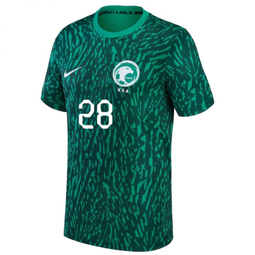 Niño Camiseta Arabia Saudita Mohamed Kanno #28 Verde Oscuro 2ª Equipación 22-24 La Camisa Argentina