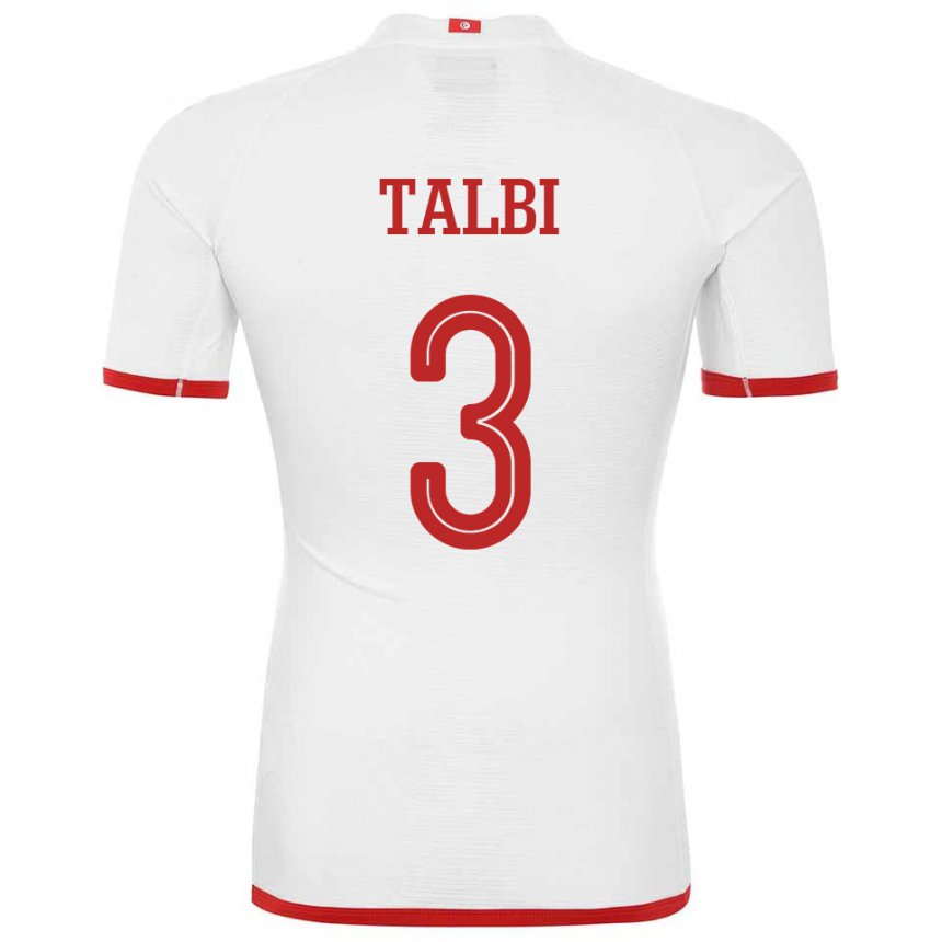 Niño Camiseta Túnez Montassar Talbi #3 Blanco 2ª Equipación 22-24 La Camisa Argentina