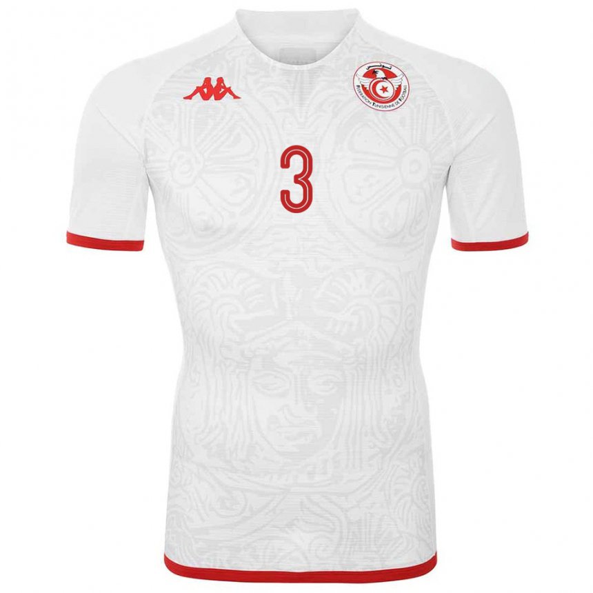 Niño Camiseta Túnez Montassar Talbi #3 Blanco 2ª Equipación 22-24 La Camisa Argentina