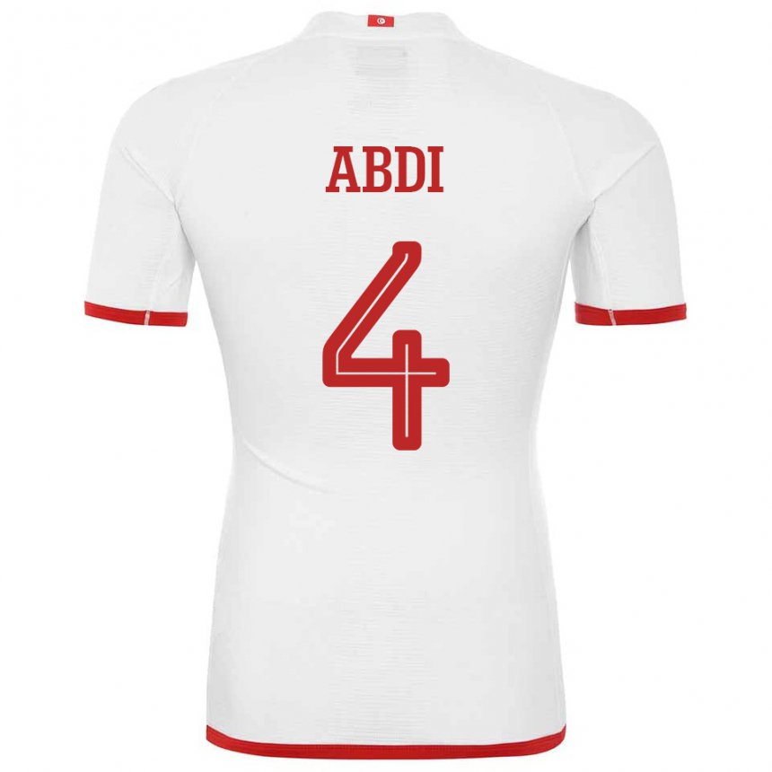 Niño Camiseta Túnez Ali Abdi #4 Blanco 2ª Equipación 22-24 La Camisa Argentina