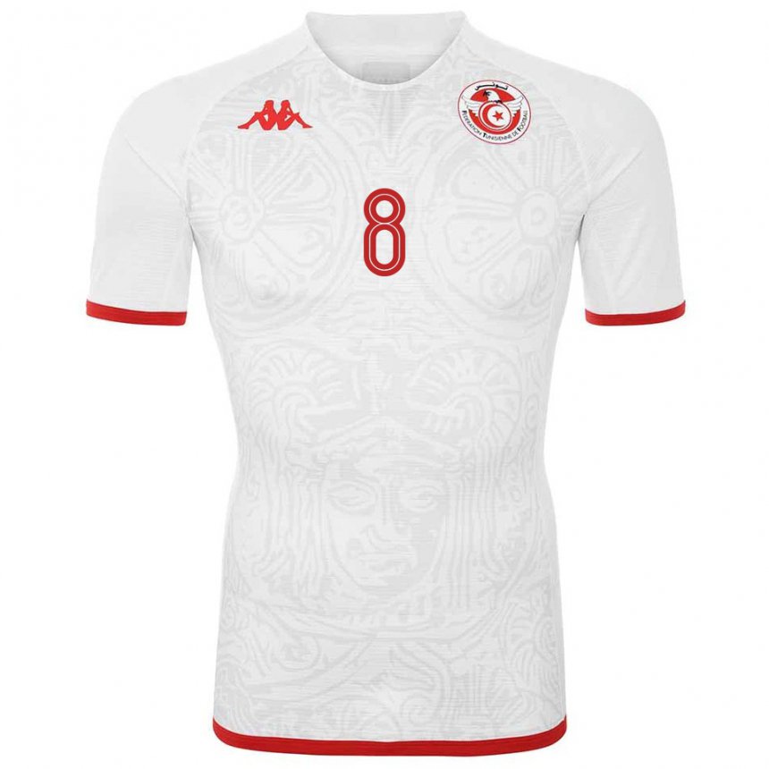 Niño Camiseta Túnez Saif Eddine Khaoui #8 Blanco 2ª Equipación 22-24 La Camisa Argentina