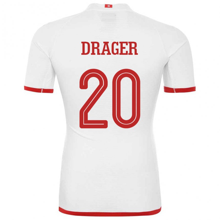 Niño Camiseta Túnez Mohamed Drager #20 Blanco 2ª Equipación 22-24 La Camisa Argentina