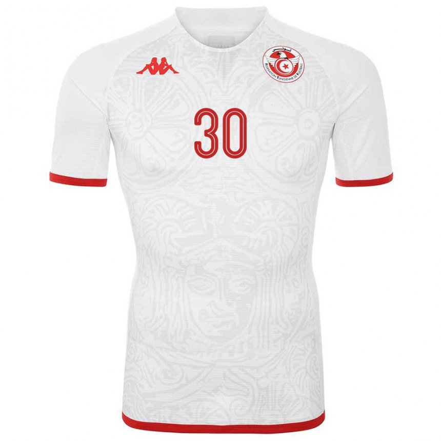 Niño Camiseta Túnez Yann Valery #30 Blanco 2ª Equipación 22-24 La Camisa Argentina