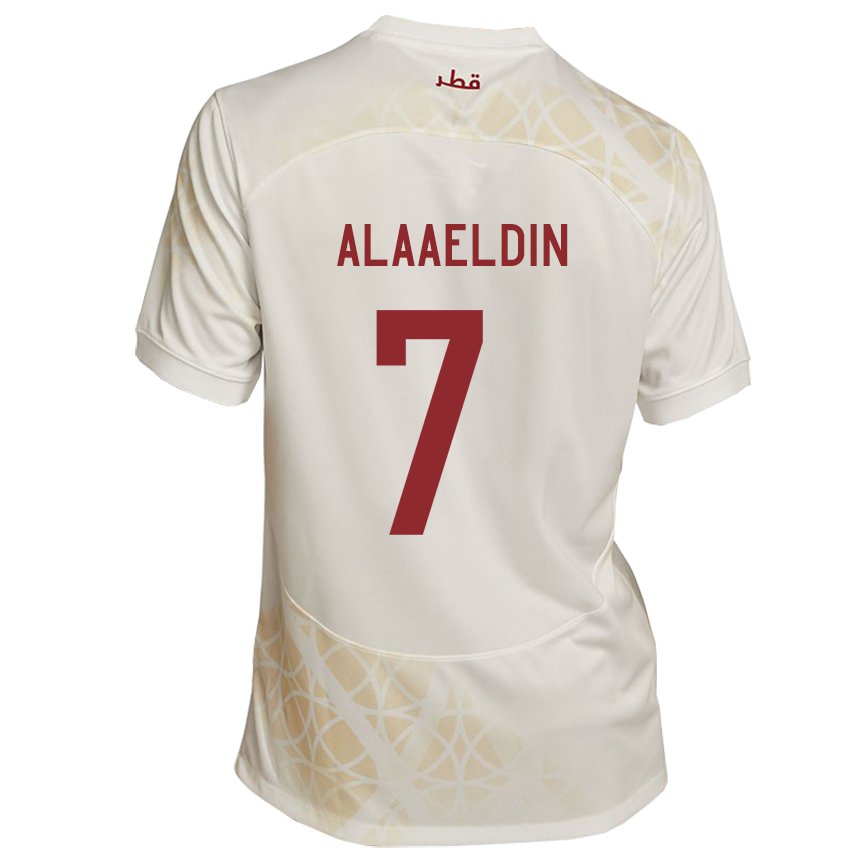 Niño Camiseta Catar Ahmed Alaaeldin #7 Beis Dorado 2ª Equipación 22-24 La Camisa Argentina