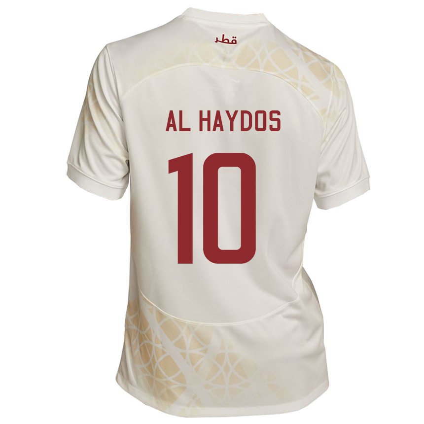 Niño Camiseta Catar Hasan Al Haydos #10 Beis Dorado 2ª Equipación 22-24 La Camisa Argentina