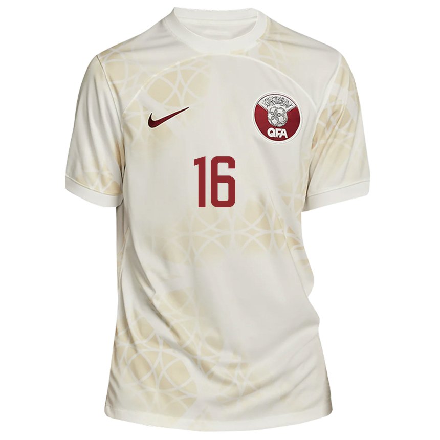 Niño Camiseta Catar Boualem Khoukhi #16 Beis Dorado 2ª Equipación 22-24 La Camisa Argentina