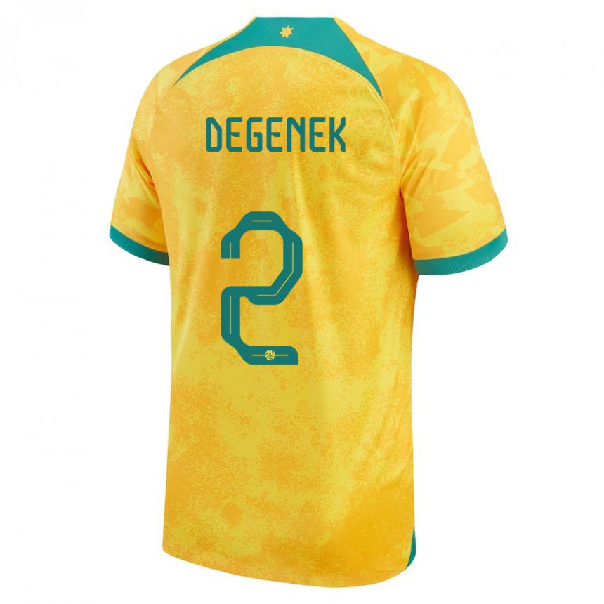 Hombre Camiseta Australia Milos Degenek #2 Dorado 1ª Equipación 22-24 La Camisa Argentina