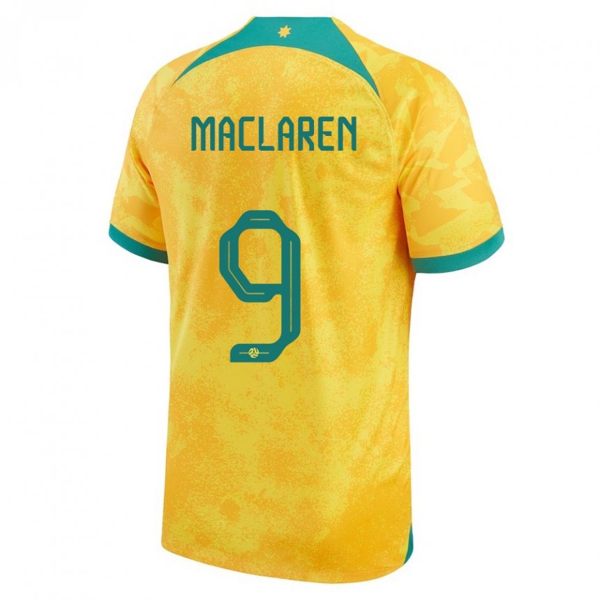 Hombre Camiseta Australia Jamie Maclaren #9 Dorado 1ª Equipación 22-24 La Camisa Argentina