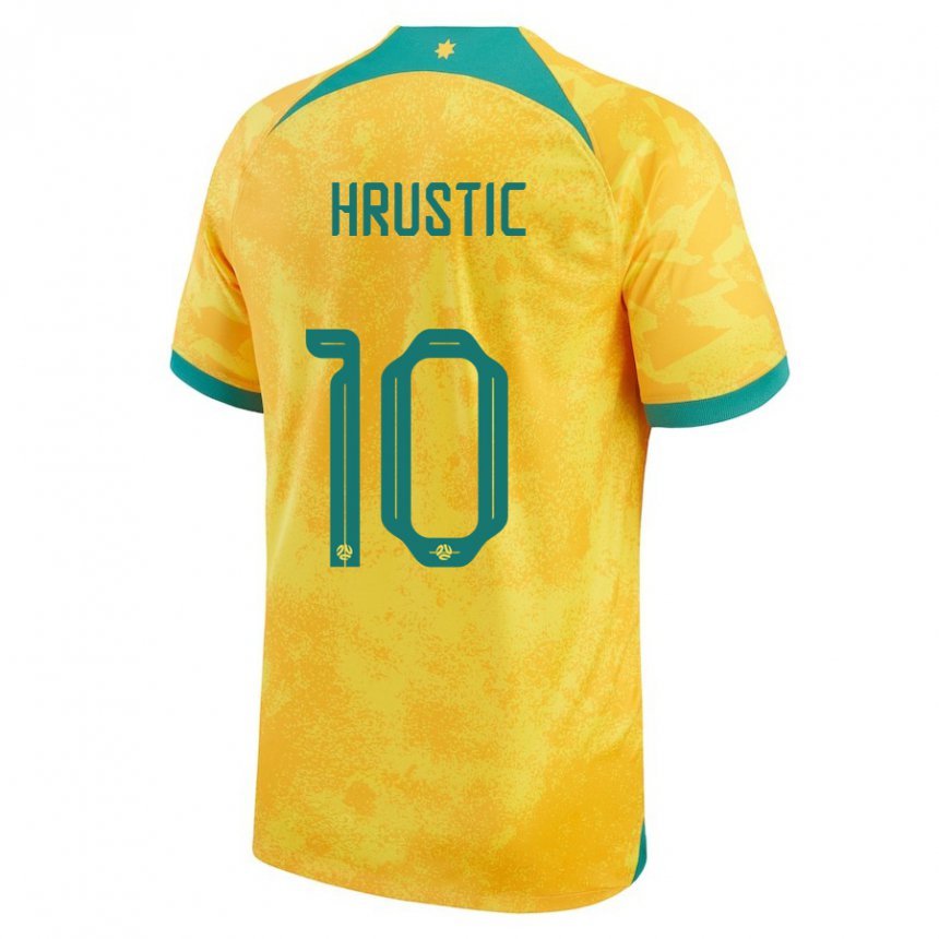Hombre Camiseta Australia Ajdin Hrustic #10 Dorado 1ª Equipación 22-24 La Camisa Argentina