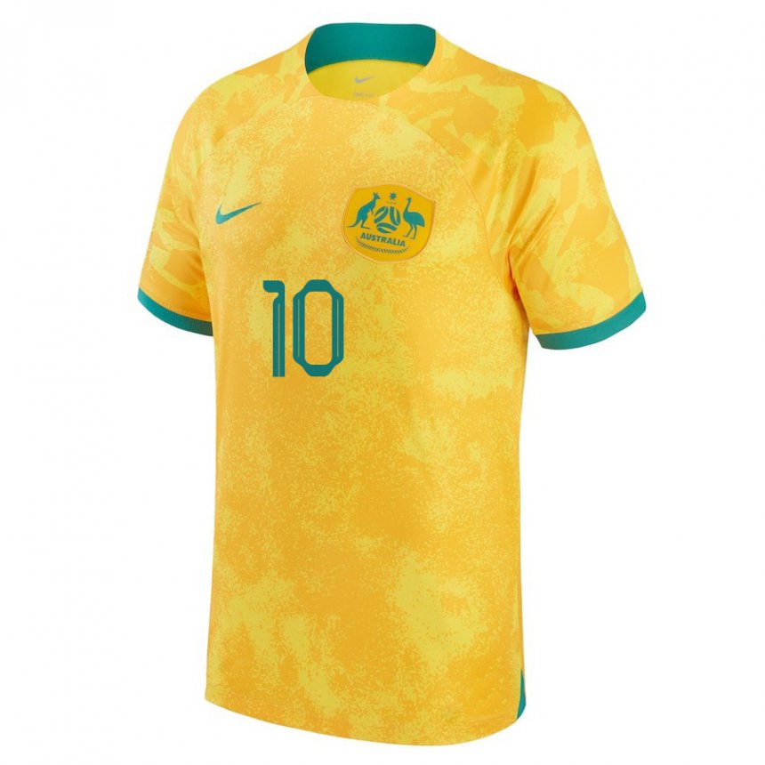 Hombre Camiseta Australia Ajdin Hrustic #10 Dorado 1ª Equipación 22-24 La Camisa Argentina