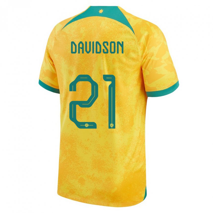 Hombre Camiseta Australia Jason Davidson #21 Dorado 1ª Equipación 22-24 La Camisa Argentina